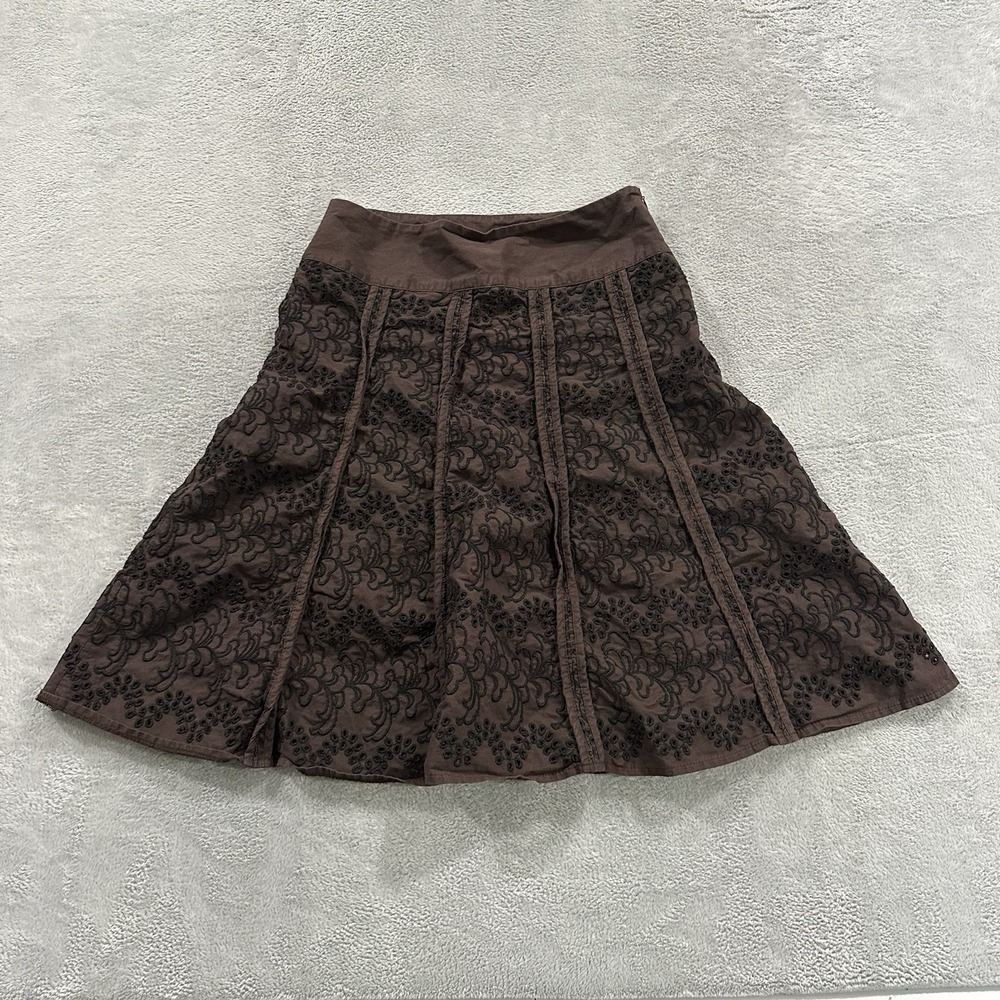 MEXX Mini Skirt 4 Brown Black Embroidered Whimsygoth Y2K Boho Floral 90s